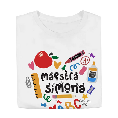 T-shirt Maestra Personalizzata con Nome e Classe - Cuore Scuola-T-shirt-Lol T-shirt