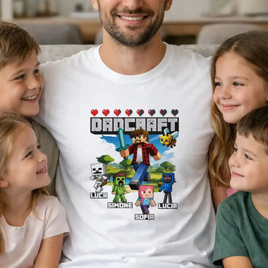 T-Shirt Uomo Papà DadCraft Personalizzata con Nomi dei Figli-T-shirt-Lol T-shirt