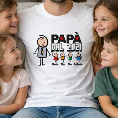 T-shirt uomo Papà dal [Anno] personalizzata con nomi dei figli – Maglietta regalo Festa del Papà-T-shirt-Lol T-shirt