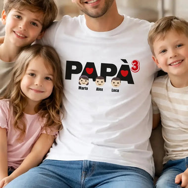 T-shirt Uomo Papà Elevato al Numero dei Figli Personalizzata con Nomi-T-shirt-Lol T-shirt