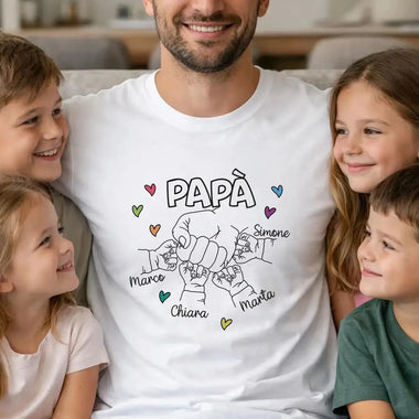 T-Shirt Uomo Papà Personalizzata con Nomi dei Figli e Pugnetti-T-shirt-Lol T-shirt