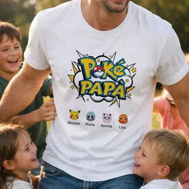 T-Shirt Uomo Poké Papà Personalizzata con Nomi dei Figli-T-shirt-Lol T-shirt