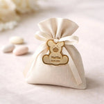 Kit 10 pz Tag Nascita a Forma di Orsetto in Legno Personalizzati con Nome e Data