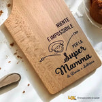 Tagliere Personalizzato con nomi dei Figli - Niente è Impossibile per la Super Mamma-Tagliere in Legno-Lol T-shirt