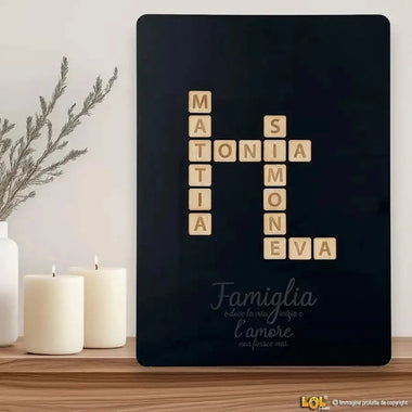 Targa Famiglia Scarabeo Idea Regalo-Targa in legno-Lol T-shirt