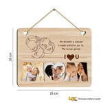 Targa in Legno con Scritta MOM e 3 Foto Personalizzate – Regalo Mamma-Targa in legno-Lol T-shirt