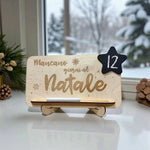 Targa in Legno Countdown al Natale con Lavagna Stellina e Gessetto Incluso-Decorazioni natalizie-Lol T-shirt