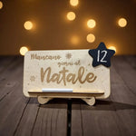 Targa in Legno Countdown al Natale con Lavagna Stellina e Gessetto Incluso-Decorazioni natalizie-Lol T-shirt
