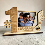 Targa in Legno Miglior Papà del Mondo Personalizzata con Foto e Nomi Figli