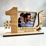 Targa in Legno Miglior Papà del Mondo Personalizzata con Foto e Nomi Figli