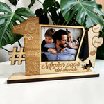 Targa in Legno Miglior Papà del Mondo Personalizzata con Foto e Nomi Figli