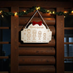 Targa Porta Natalizia Personalizzata con Membri e Nomi Famiglia – Decorazione in Legno con Fiocco Rosso in Velluto