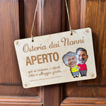 Targhetta in legno da appendere “Osteria dai Nonni” – Personalizzata con foto (FRONTE/RETRO)
