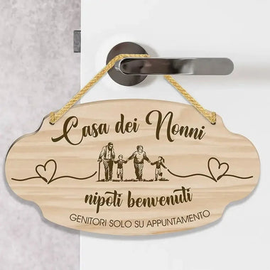 Targhetta da Appendere in Legno “Casa dei nonni” – Idea Regalo per i Nonni, Festa dei Nonni-Targa in legno-Lol T-shirt