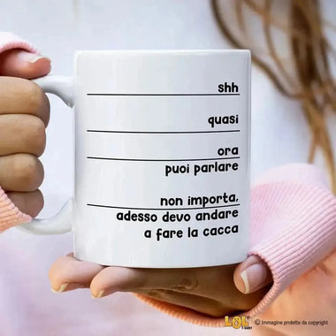 Tazza Divertente "Shh" in Ceramica 325ml-Tazze Personalizzate-Lol T-shirt