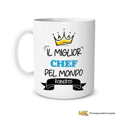 Tazza Il Miglior Chef Del Mondo Personalizzata con Nome-Tazze Personalizzate-Lol T-shirt