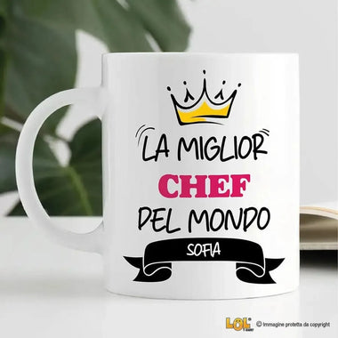 Tazza La Miglior Chef Del Mondo Personalizzata con Nome-Tazze Personalizzate-Lol T-shirt