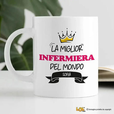 Tazza La Miglior Infermiera Del Mondo Personalizzata con Nome-Tazze Personalizzate-Lol T-shirt