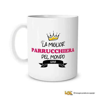 Tazza La Miglior Parrucchiera Del Mondo Personalizzata con Nome-Tazze Personalizzate-Lol T-shirt