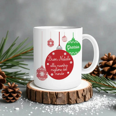 Tazza Personalizzata Buon Natale alla Maestra Migliore del Mondo-Tazze Personalizzate-Lol T-shirt