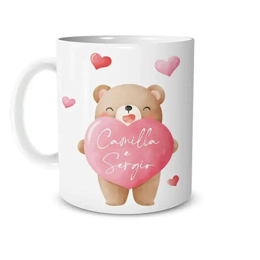 Tazza Personalizzata Con Nomi e Orsetto-Tazze Personalizzate-Lol T-shirt