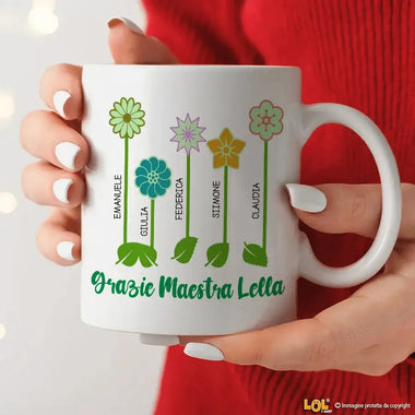 Tazza Personalizzata Maestra Fiori Regalo con nomi-Tazze Personalizzate-Lol T-shirt