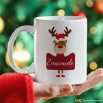 Tazza Regalo Natale con renna e Nome-Tazze Personalizzate-Lol T-shirt