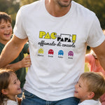 T-Shirt Uomo Pac Papà Affamato di Coccole Personalizzata con Nomi dei Figli