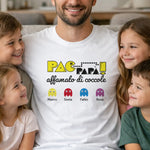 T-Shirt Uomo Pac Papà Affamato di Coccole Personalizzata con Nomi dei Figli