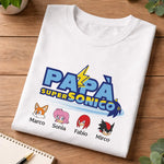 T-Shirt Uomo Papà SuperSonico Personalizzata con Nomi dei Figli