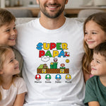 T-Shirt Uomo Super Papà Personalizzata con Nomi dei Figli