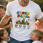 T-Shirt Uomo Super Papà Personalizzata con Nomi dei Figli