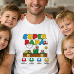 T-Shirt Uomo Super Papà Personalizzata con Nomi dei Figli