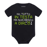 Body Neonato "Ho tutto in testa ma non riesco a dirlo" - Disponibile in Azzurro, Rosa, Rosso e Nero-Body per bimbi-Lol T-shirt