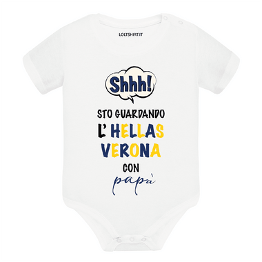 Body per Neonato Shh sto guardando Hellas Verona con papà-Body per bimbi-Lol T-shirt