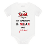 Body per Neonato Shh sto guardando il Milan con papà-Body per bimbi-Lol T-shirt