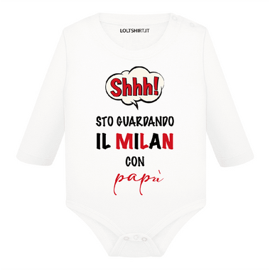 Body per Neonato Shh sto guardando il Milan con papà-Body per bimbi-Lol T-shirt