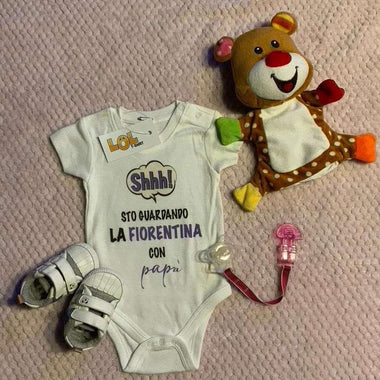 Body per Neonato Shh sto guardando la Fiorentina con papà-Body per bimbi-Lol T-shirt