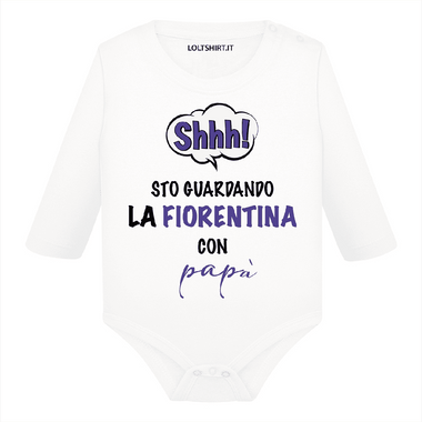 Body per Neonato Shh sto guardando la Fiorentina con papà-Body per bimbi-Lol T-shirt