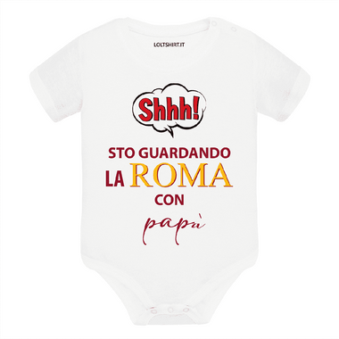 Body per Neonato Shh sto guardando la Roma con papà-Body per bimbi-Lol T-shirt