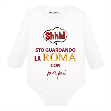 Body per Neonato Shh sto guardando la Roma con papà-Body per bimbi-Lol T-shirt