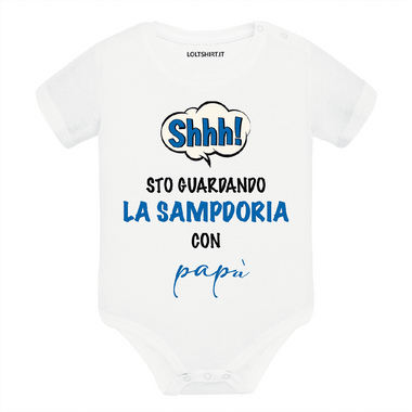 Body per Neonato Shh sto guardando la Sampdoria con papà-Body per bimbi-Lol T-shirt