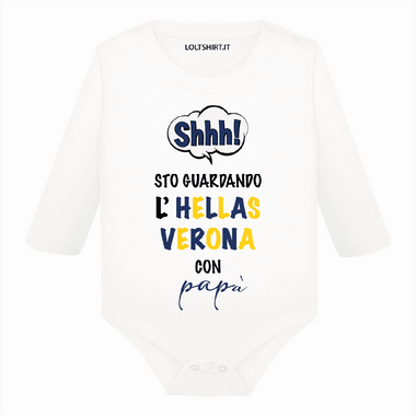 Body per Neonato Shh sto guardando l'Hellas Verona con papà-Body per bimbi-Lol T-shirt