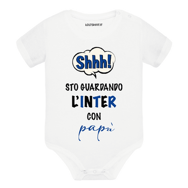 Body per Neonato Shh sto guardando l'Inter con papà-Body per bimbi-Lol T-shirt