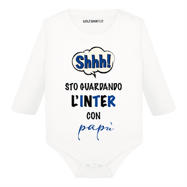 Body per Neonato Shh sto guardando l'Inter con papà-Body per bimbi-Lol T-shirt