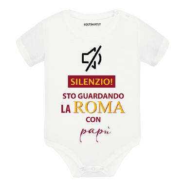 Body per Neonato Silenzio sto guardando la Roma con papà-Body per bimbi-Lol T-shirt