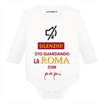 Body per Neonato Silenzio sto guardando la Roma con papà-Body per bimbi-Lol T-shirt