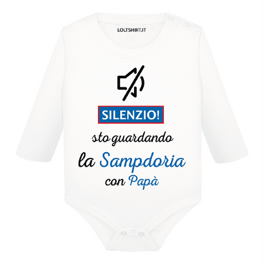 Body per Neonato Silenzio sto guardando la Sampdoria con papà-Body per bimbi-Lol T-shirt
