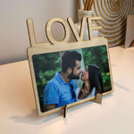 Cornice foto in legno con scritta Love – Idea Regalo San Valentino-Espositori per fotografie-Lol T-shirt