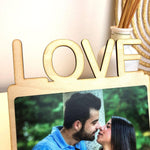Cornice foto in legno con scritta Love – Idea Regalo San Valentino-Espositori per fotografie-Lol T-shirt